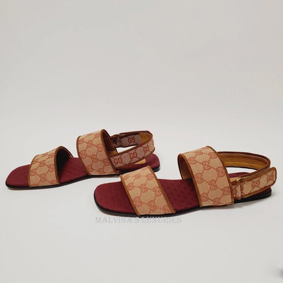 GUCCI SHOES MENS SENIOR GG SUPREME CANVAS SANDALS sz 7 US 7.5 main image 9